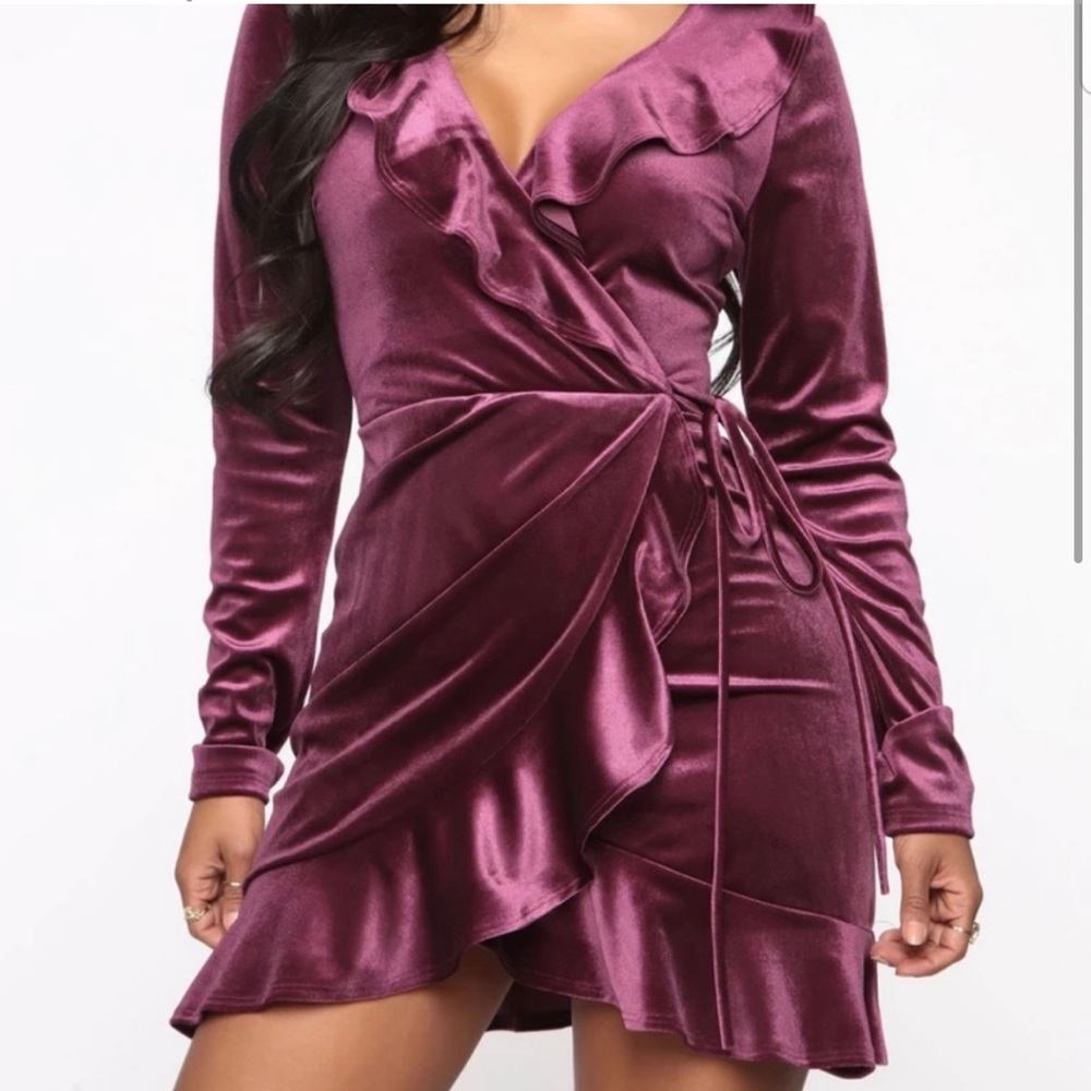 Fashion Nova faux wrap velvet dress